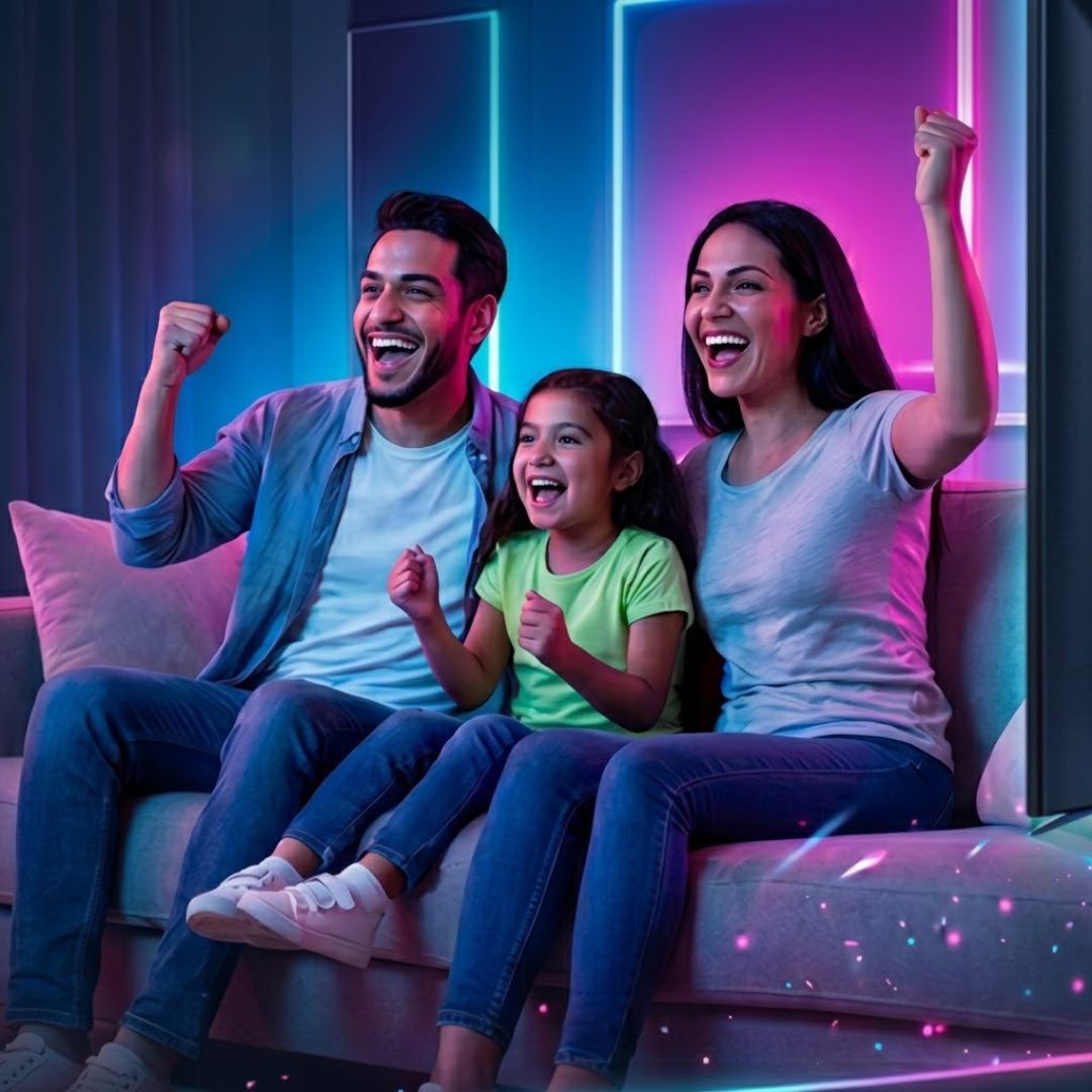 familia viendo tv